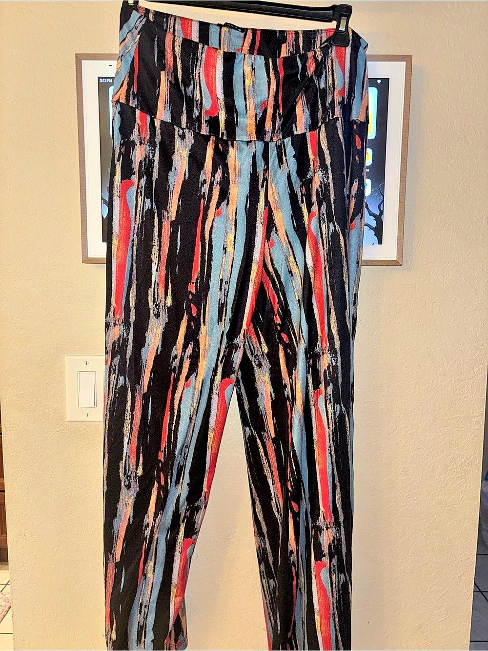 Arolina Palazzo Pants for Women Wide Leg Flowy Pants Wide Leg Brushstroke Print